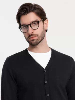 Pánský cardigan OMBRE OM-SWCD-0126 BLACK