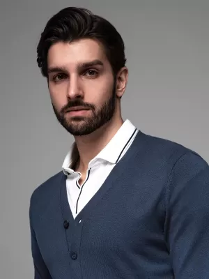 Pánský cardigan OMBRE OM-SWCD-0126 NAVY BLUE