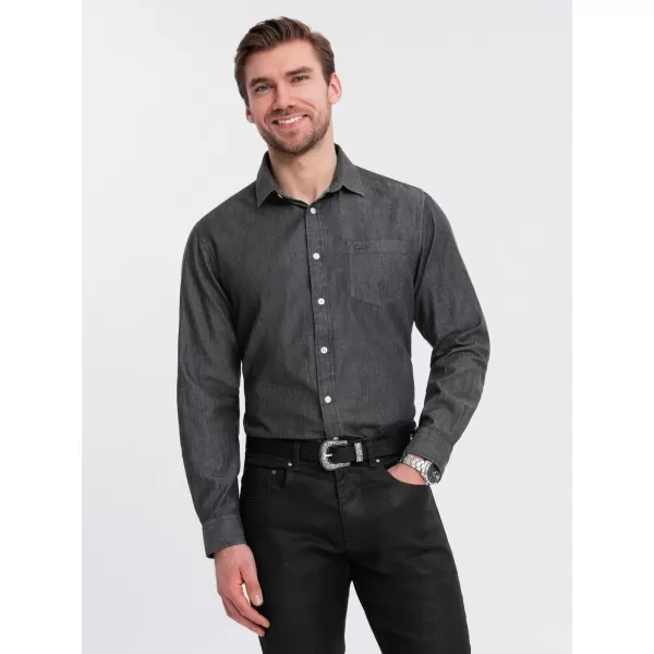  Pánská košile OMBRE OM-SHDS-0181 BLACK 