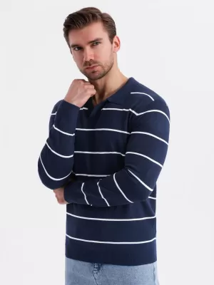 Pánské triko s límečkem OMBRE OM-POLS-0146 NAVY BLUE AND WHITE