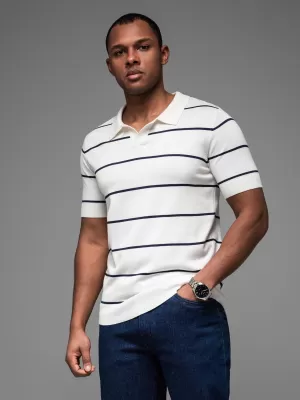 Pánské triko s límečkem OMBRE OM-POSS-0145 WHITE AND NAVY