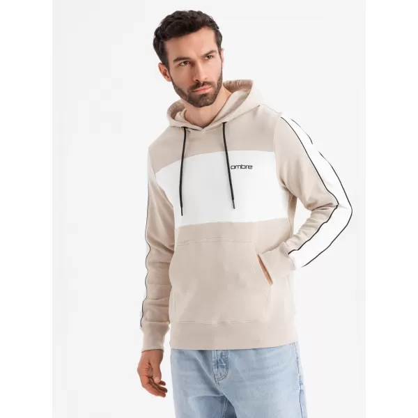  Pánská mikina OMBRE OM-SSNZ-0225 BEIGE 