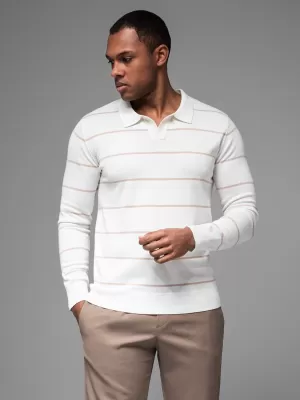 Pánské triko s límečkem OMBRE OM-POLS-0146 WHITE AND BEIGE