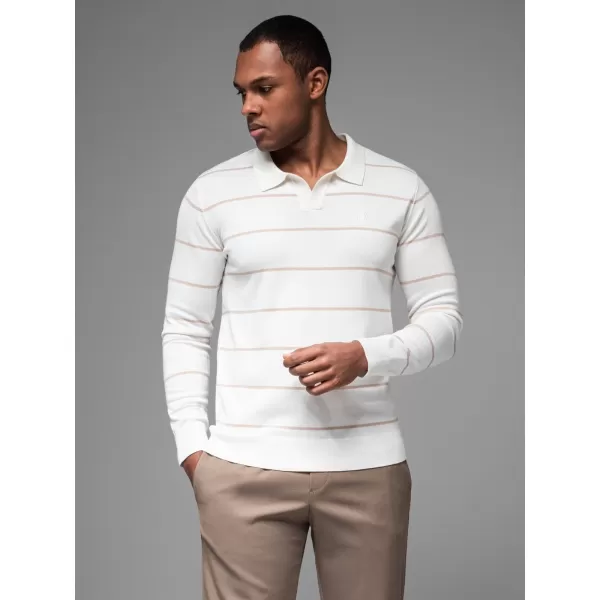 Pánské triko s límečkem OMBRE OM-POLS-0146 WHITE AND BEIGE 