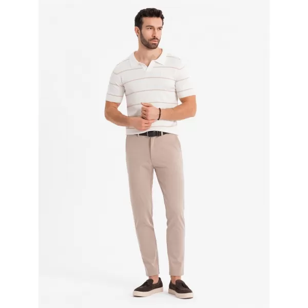  Pánské triko s límečkem OMBRE OM-POSS-0145 WHITE AND BEIGE 