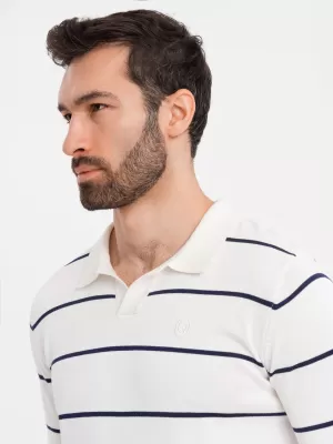 Pánské triko s límečkem OMBRE OM-POLS-0146 WHITE AND NAVY BLUE