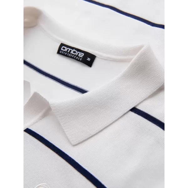  Pánské triko s límečkem OMBRE OM-POLS-0146 WHITE AND NAVY BLUE 
