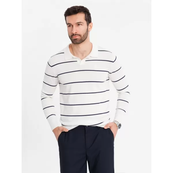  Pánské triko s límečkem OMBRE OM-POLS-0146 WHITE AND NAVY BLUE 