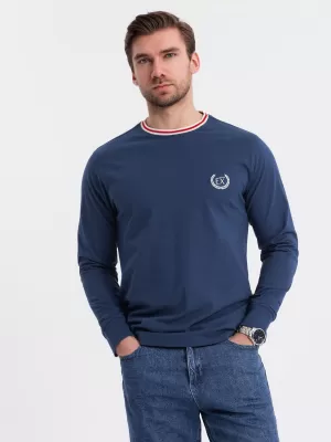 Pánské triko OMBRE OM-LSCL-0128 DARK BLUE