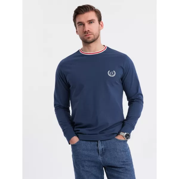  Pánské triko OMBRE OM-LSCL-0128 DARK BLUE 