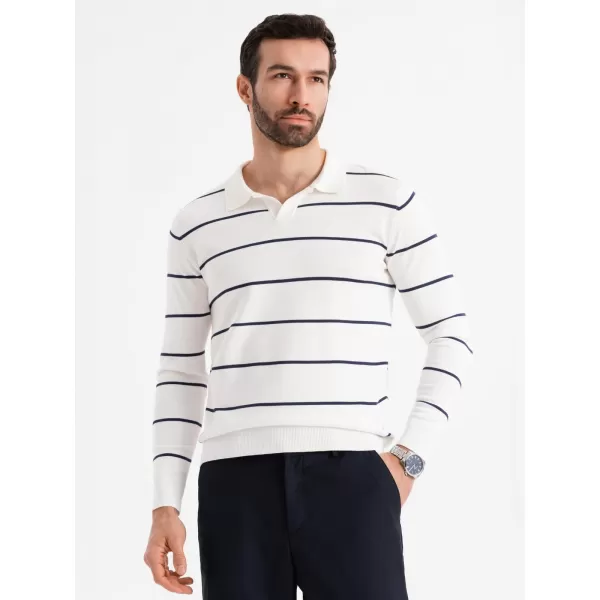  Pánské triko s límečkem OMBRE OM-POLS-0146 WHITE AND NAVY BLUE 