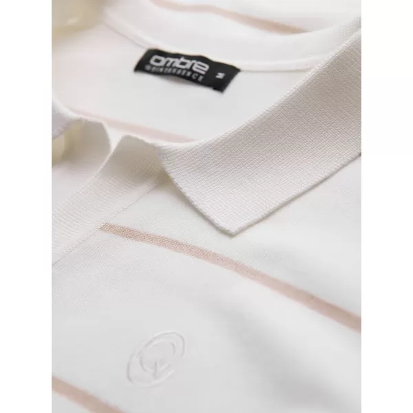  Pánské triko s límečkem OMBRE OM-POLS-0146 WHITE AND BEIGE 