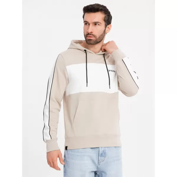  Pánská mikina OMBRE OM-SSNZ-0225 BEIGE 
