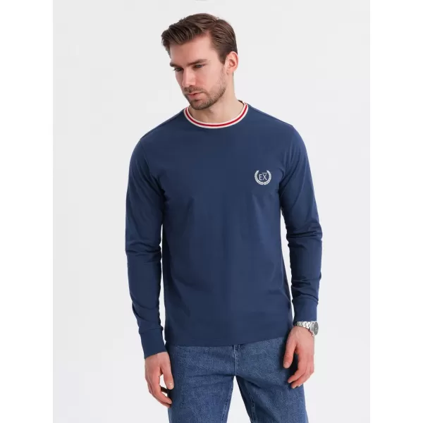  Pánské triko OMBRE OM-LSCL-0128 DARK BLUE 