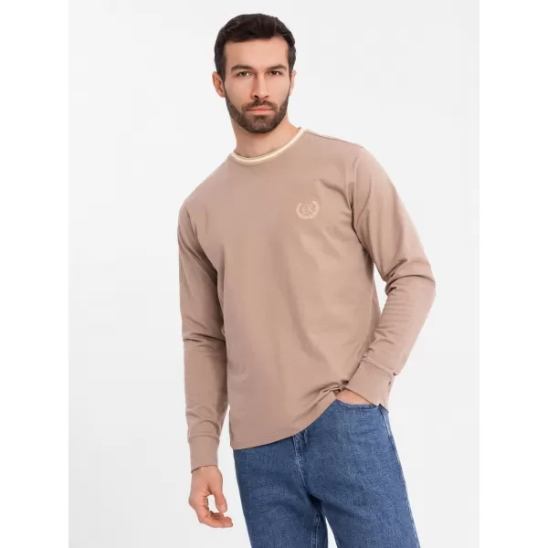  Pánské triko OMBRE OM-LSCL-0128 BROWN 
