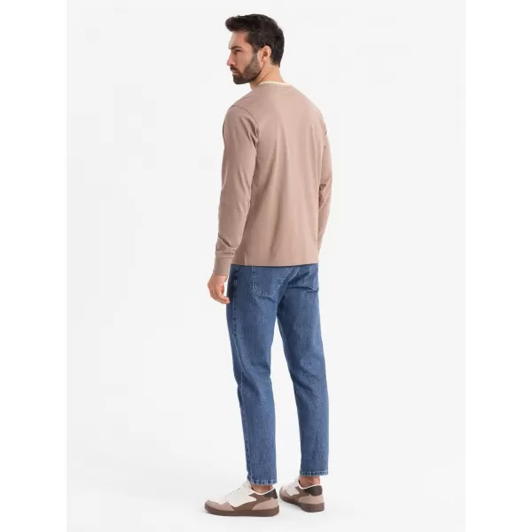  Pánské triko OMBRE OM-LSCL-0128 BROWN 
