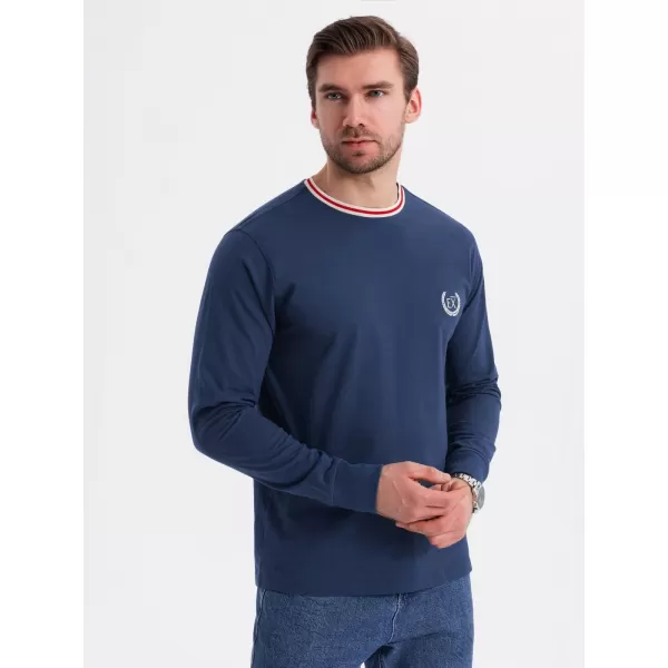 Pánské triko OMBRE OM-LSCL-0128 DARK BLUE 