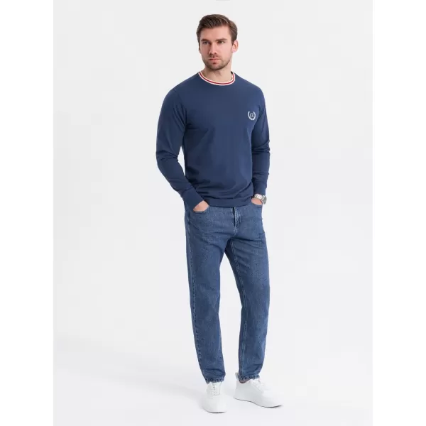  Pánské triko OMBRE OM-LSCL-0128 DARK BLUE 