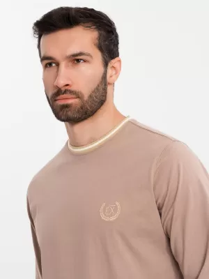 Pánské triko OMBRE OM-LSCL-0128 BROWN