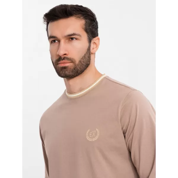  Pánské triko OMBRE OM-LSCL-0128 BROWN 
