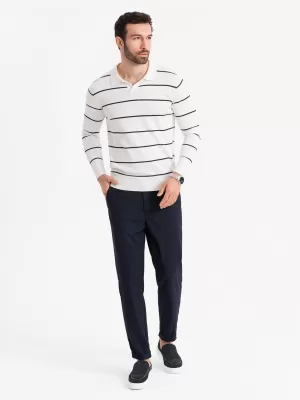 Pánské triko s límečkem OMBRE OM-POLS-0146 WHITE AND NAVY BLUE