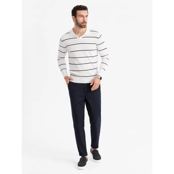  Pánské triko s límečkem OMBRE OM-POLS-0146 WHITE AND NAVY BLUE 