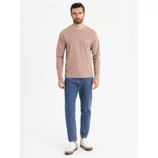  Pánské triko OMBRE OM-LSCL-0128 BROWN 