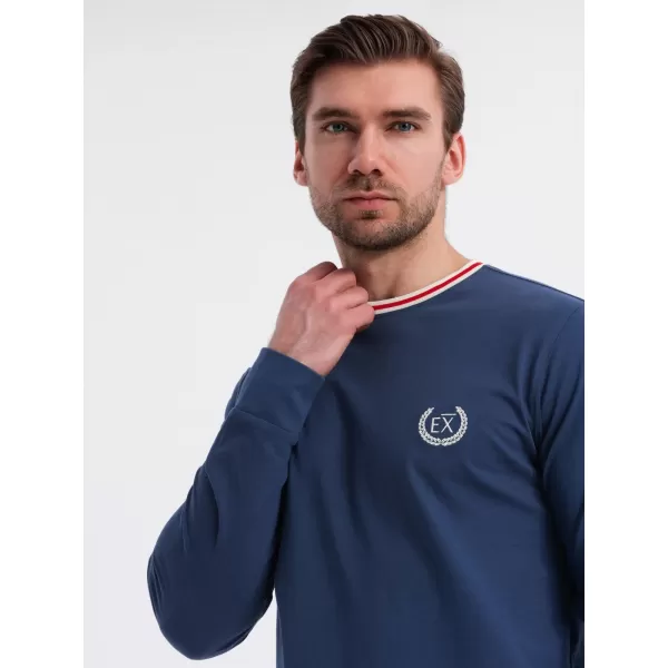  Pánské triko OMBRE OM-LSCL-0128 DARK BLUE 