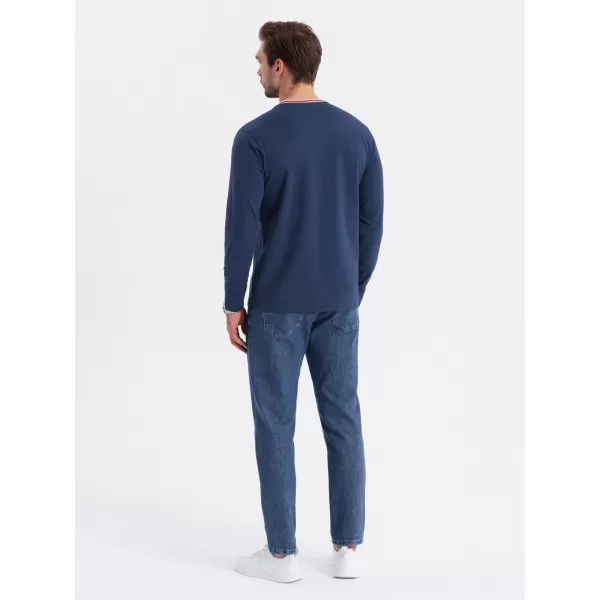  Pánské triko OMBRE OM-LSCL-0128 DARK BLUE 