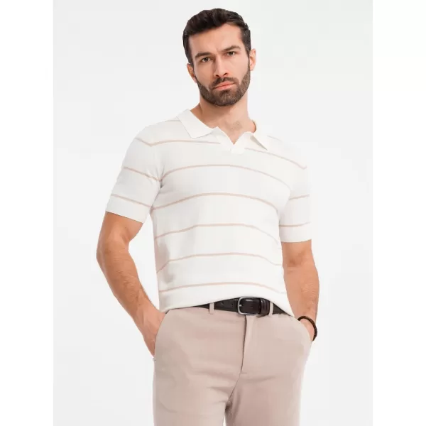  Pánské triko s límečkem OMBRE OM-POSS-0145 WHITE AND BEIGE 