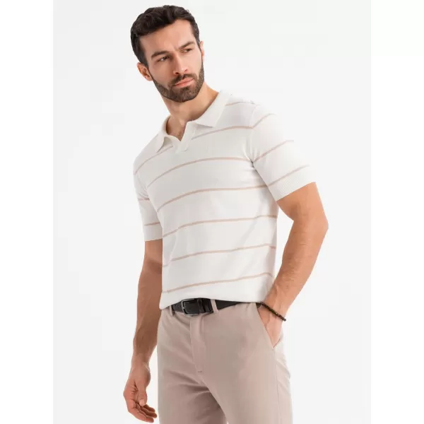  Pánské triko s límečkem OMBRE OM-POSS-0145 WHITE AND BEIGE 