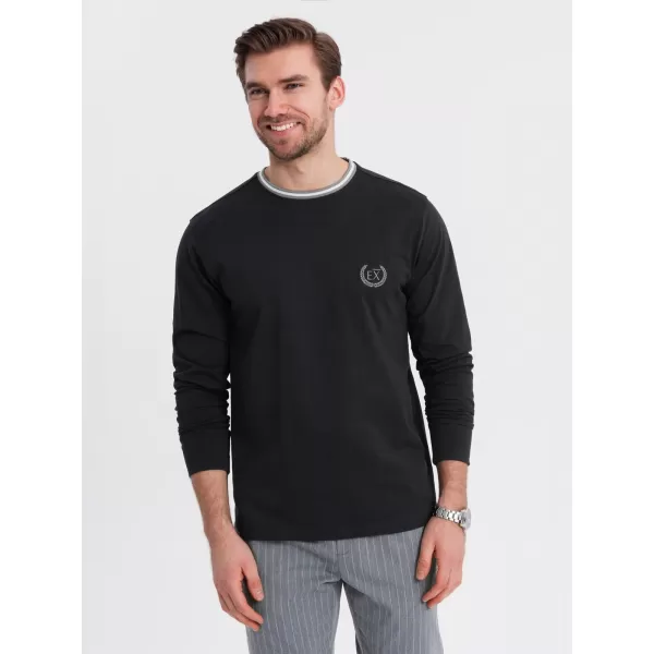  Pánské triko OMBRE OM-LSCL-0128 BLACK 