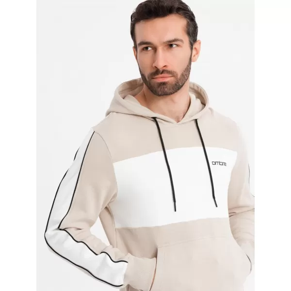  Pánská mikina OMBRE OM-SSNZ-0225 BEIGE 