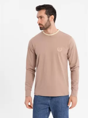 Pánské triko OMBRE OM-LSCL-0128 BROWN