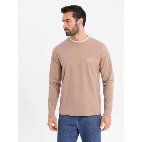  Pánské triko OMBRE OM-LSCL-0128 BROWN 