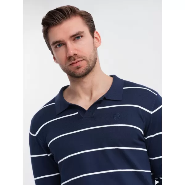  Pánské triko s límečkem OMBRE OM-POLS-0146 NAVY BLUE AND WHITE 