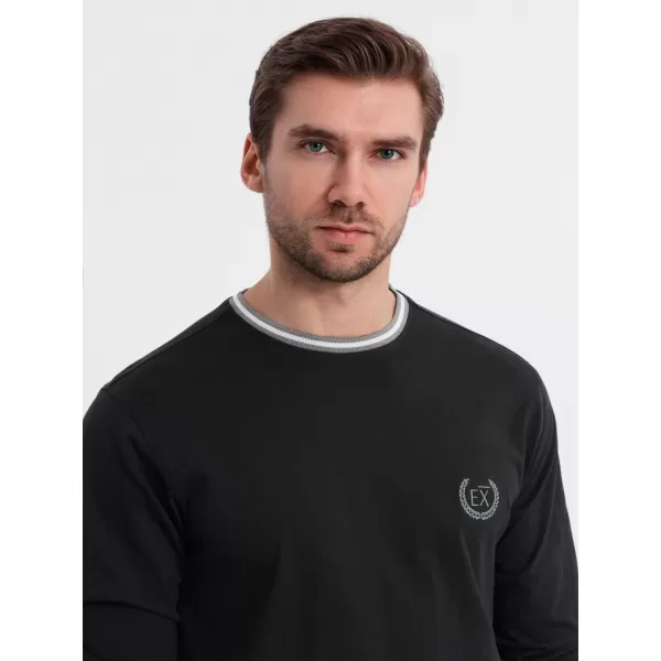  Pánské triko OMBRE OM-LSCL-0128 BLACK 