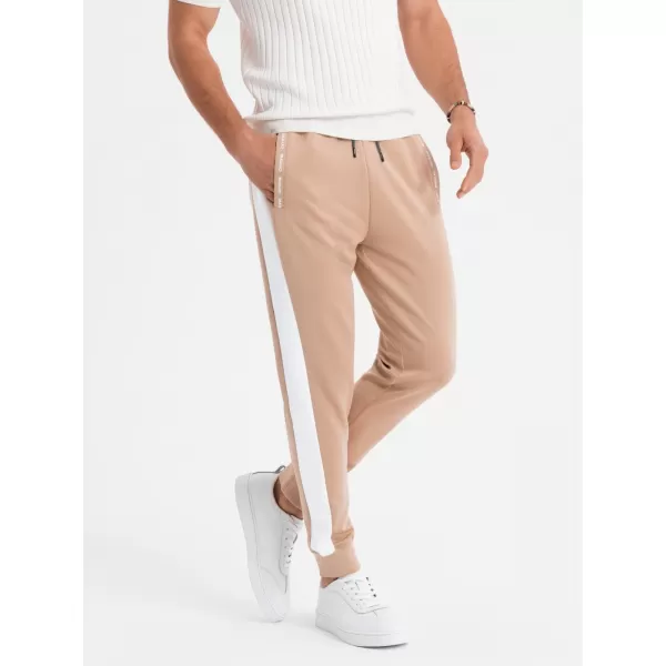  Pánské tepláky OMBRE OM-PASK-0229 BEIGE 