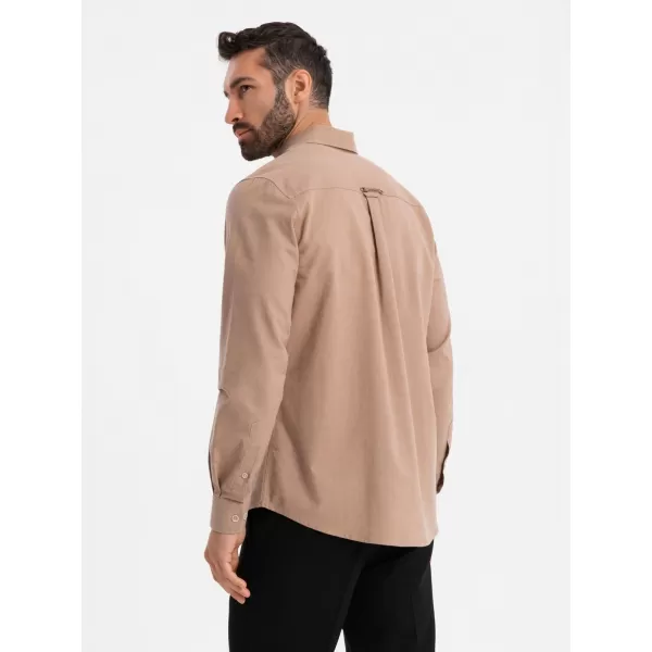  Pánská košile OMBRE OM-SHCS-0134 LIGHT BROWN 