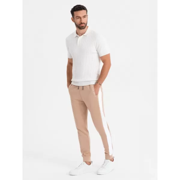  Pánské tepláky OMBRE OM-PASK-0229 BEIGE 