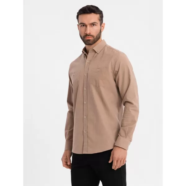  Pánská košile OMBRE OM-SHCS-0134 LIGHT BROWN 