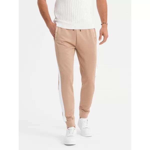  Pánské tepláky OMBRE OM-PASK-0229 BEIGE 