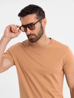 Pánské triko OMBRE OM-TSBS-0236 BROWN