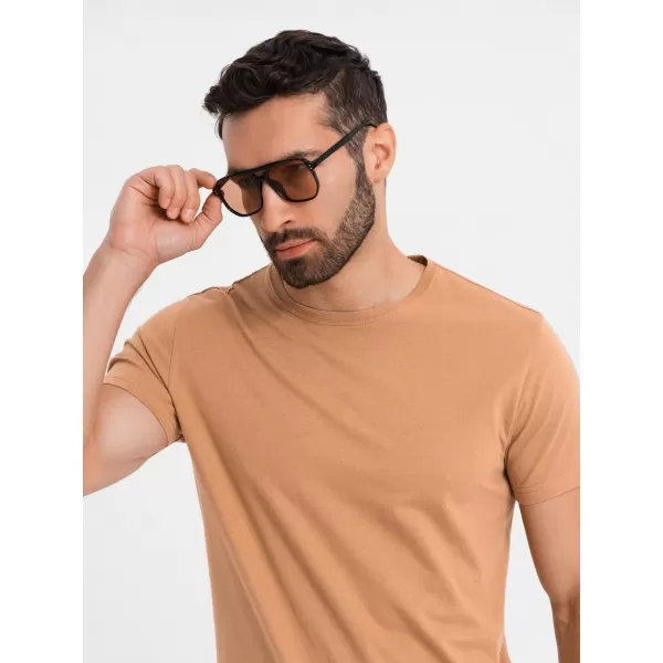 Pánské triko OMBRE OM-TSBS-0236 BROWN 