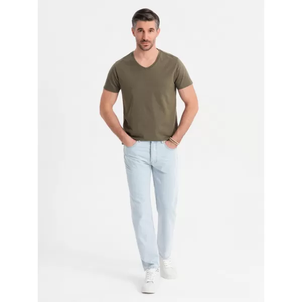  Pánské triko OMBRE OM-TSBS-0237 DARK OLIVE 