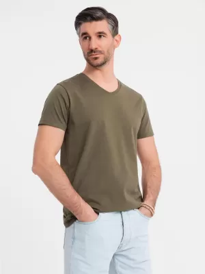Pánské triko OMBRE OM-TSBS-0237 DARK OLIVE