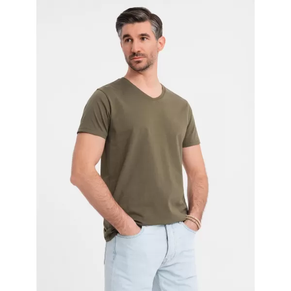  Pánské triko OMBRE OM-TSBS-0237 DARK OLIVE 