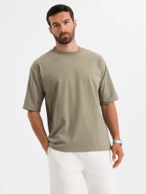 Pánské triko OMBRE OM-TSBC-0234 KHAKI