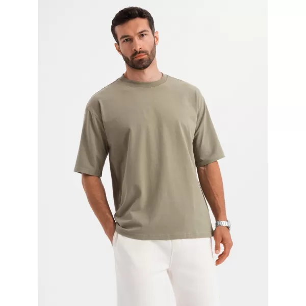  Pánské triko OMBRE OM-TSBC-0234 KHAKI 