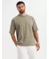 Pánské triko OMBRE OM-TSBC-0234 KHAKI
